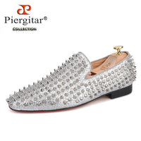 Piergitar 2019 Handmade spikes men shoes luxurious men leather loafers Fashion Party and wedding men's casual shoes plus size