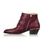 ARQA Winter Genuine Leather Buckle Ankle Boots For Women Pointed Toe Kitten Heels Motorcycle boots Shoes Women zapatos mujer